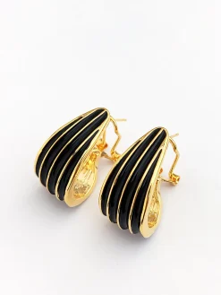 COMMENSE Contrast Striped Hoop Earrings* Earrings|Accessories