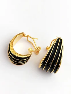 COMMENSE Contrast Striped Hoop Earrings* Earrings|Accessories