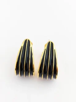 COMMENSE Contrast Striped Hoop Earrings* Earrings|Accessories