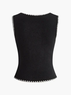 COMMENSE Contrast Trim Bow Sweater Vest* Sweater Vests|Sweaters & Cardigans