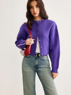 COMMENSE Contrast Trim Breasted Crop Cardigan* Cardigans|Sweaters & Cardigans