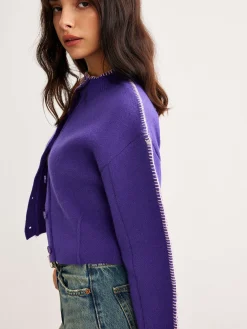 COMMENSE Contrast Trim Breasted Crop Cardigan* Cardigans|Sweaters & Cardigans
