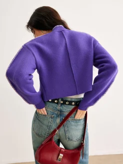 COMMENSE Contrast Trim Breasted Crop Cardigan* Cardigans|Sweaters & Cardigans