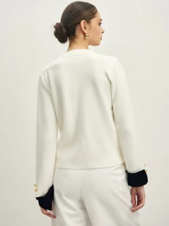 COMMENSE Contrast Trim Button Jersey Cardigan* Cardigans|Sweaters & Cardigans