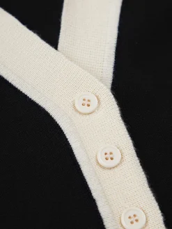 COMMENSE Contrast Trim Button Up Ribbed Shirt* Sweater Tops|Sweaters & Cardigans