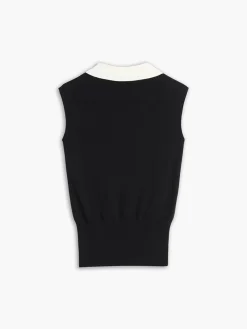 COMMENSE Contrast Trim Collar V-neck Knit Sweater Vest* Sweater Vests|Sweaters & Cardigans