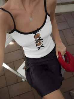 COMMENSE Contrast Trim Cut Out Cami Top* Tank Tops & Camis|Tops