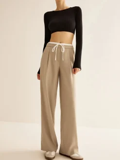COMMENSE Contrast Trim Drawstring Pants* Pants|Bottoms