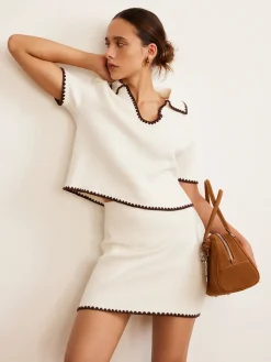 COMMENSE Contrast Trim Drawstring Sweater Skirt* Skirts|Knitwear