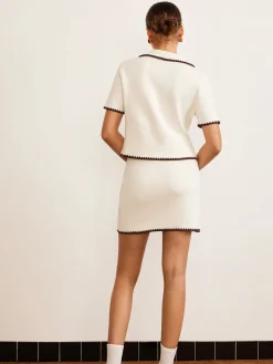 COMMENSE Contrast Trim Drawstring Sweater Skirt* Skirts|Knitwear