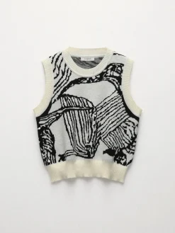 COMMENSE Contrast Trim Floral Sweater Vest* Sweater Vests|Sweaters & Cardigans