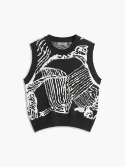 COMMENSE Contrast Trim Floral Sweater Vest* Sweater Vests|Sweaters & Cardigans