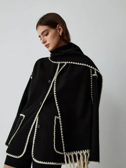 COMMENSE Contrast Trim Jacket With Matching Scarf* Outerwear|Jackets