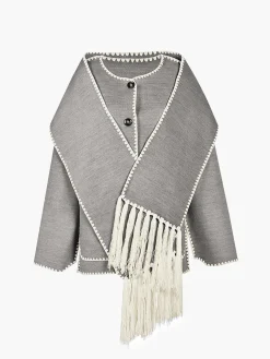 COMMENSE Contrast Trim Jacket With Matching Scarf* Outerwear|Jackets
