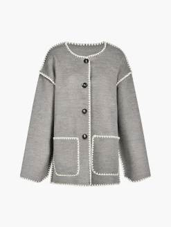 COMMENSE Contrast Trim Jacket With Matching Scarf* Outerwear|Jackets