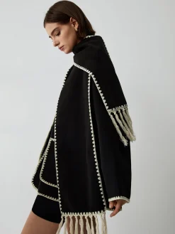 COMMENSE Contrast Trim Jacket With Matching Scarf* Outerwear|Jackets