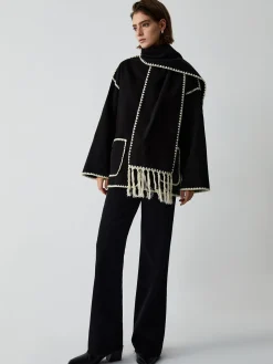 COMMENSE Contrast Trim Jacket With Matching Scarf* Outerwear|Jackets
