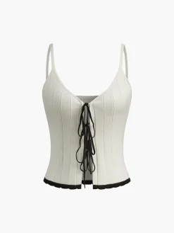 COMMENSE Contrast Trim Knotted Sweater Vest* Sweater Vests|Sweaters & Cardigans