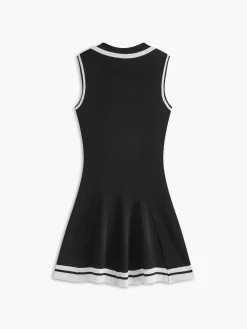 COMMENSE Contrast Trim Lace Up Sweater Dress* Black Dresses|Sweater Dresses
