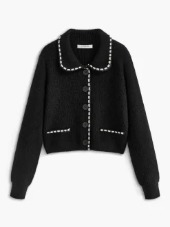 COMMENSE Contrast Trim Lapel Cardigan* Cardigans|Sweaters & Cardigans