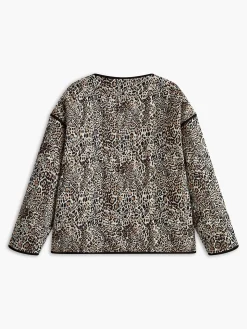 COMMENSE Contrast Trim Leopard Printed Winter Coat* Outerwear|Coats
