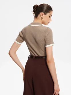 COMMENSE Contrast Trim Metal Button Knit Top* Sweater Tops|Sweaters & Cardigans
