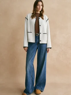 COMMENSE Contrast Trim Minky Fleece Jacket* Outerwear|Jackets