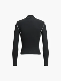 COMMENSE Contrast Trim Mock Neck Long Sleeve Top* T-shirts|Tops