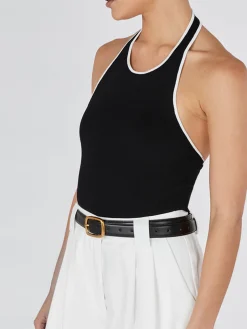 COMMENSE Contrast Trim Open Back Knit Top* Sweater Vests|Sweaters & Cardigans
