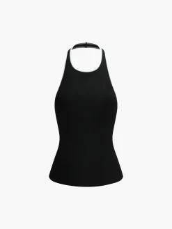 COMMENSE Contrast Trim Open Back Knit Top* Sweater Vests|Sweaters & Cardigans