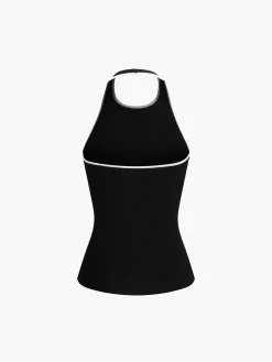 COMMENSE Contrast Trim Open Back Knit Top* Sweater Vests|Sweaters & Cardigans