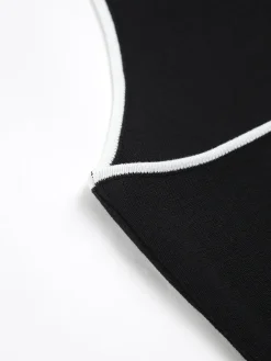 COMMENSE Contrast Trim Open Back Knit Top* Sweater Vests|Sweaters & Cardigans