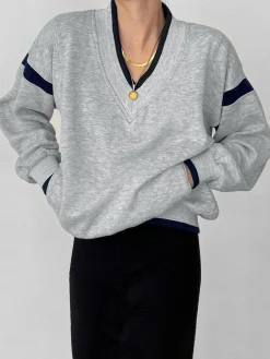 COMMENSE Contrast Trim Oversized Sweatshirt* Sweatshirts & Hoodies|Tops