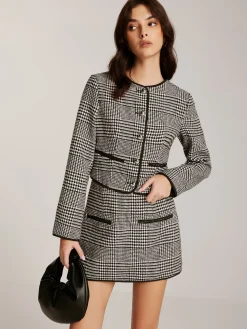 COMMENSE Contrast Trim Plaid Button Jacket* Outerwear|Jackets
