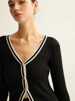 COMMENSE Contrast Trim Pleated Knit Skirt Set* Sweater Tops|Skirts
