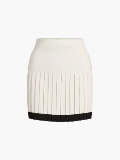 COMMENSE Contrast Trim Pleated Mini Sweater Skirt Set* Sweater Tops|Skirts