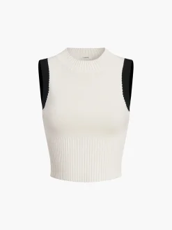 COMMENSE Contrast Trim Pleated Mini Sweater Skirt Set* Sweater Tops|Skirts