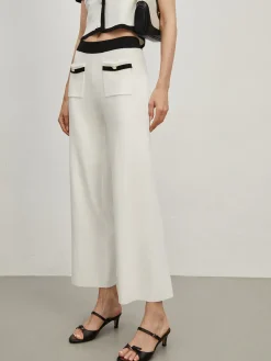 COMMENSE Contrast Trim Pockets Sweater Pants* Pants|Knitwear
