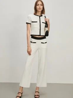 COMMENSE Contrast Trim Pockets Sweater Pants* Pants|Knitwear