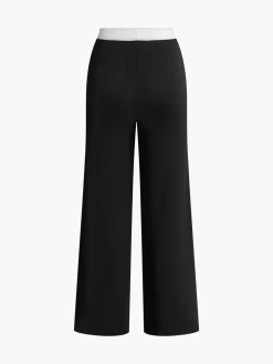 COMMENSE Contrast Trim Pockets Sweater Pants* Pants|Knitwear