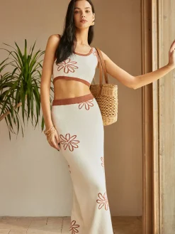 COMMENSE Contrast Trim Print Skirt Set* Skirt Sets|Long Sleeve Sets