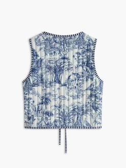 COMMENSE Contrast Trim Printed Tie Vest* Outerwear|Vests