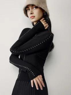 COMMENSE Contrast Trim Pullover Sweater* Sweater Tops|Sweaters & Cardigans