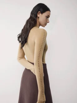 COMMENSE Contrast Trim Pullover Sweater* Sweater Tops|Sweaters & Cardigans