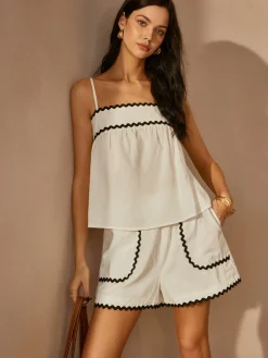COMMENSE Contrast Trim Shift Shorts Set* Shorts Sets|Shorts