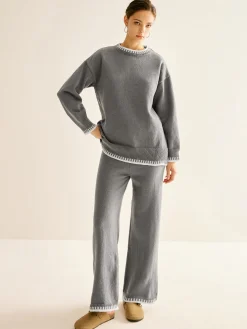 COMMENSE Contrast Trim Slit Warm Sweater Co-ords* Knitwear|Matching Sets