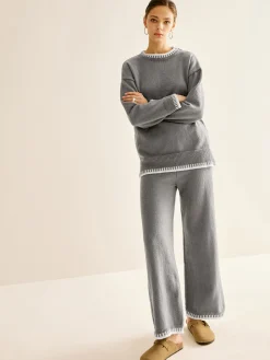 COMMENSE Contrast Trim Slit Warm Sweater Co-ords* Knitwear|Matching Sets