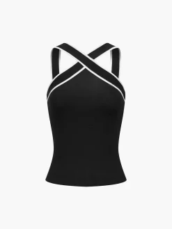 COMMENSE Contrast Trim Strap Knit Top* Tank Tops & Camis|Knitwear