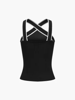 COMMENSE Contrast Trim Strap Knit Top* Tank Tops & Camis|Knitwear