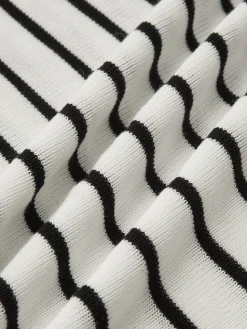 COMMENSE Contrast Trim Stripe Sweater Dress* White Dresses|Sweater Dresses